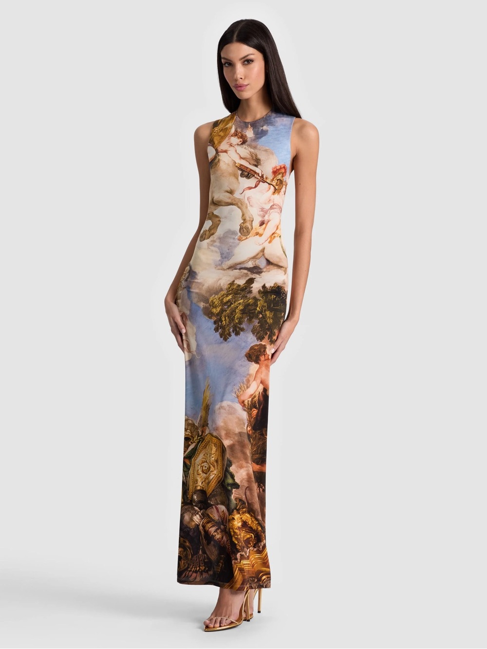 Alice + Olivia Delora Renaissance-Print Open Back Sleeveless Maxi Dress - Picture 4 of 6